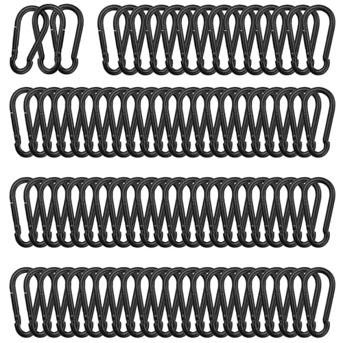 Yeazhen 120PCS Carabiner Clips,2.36IN Heavy Duty Spring Snap Hook,Black