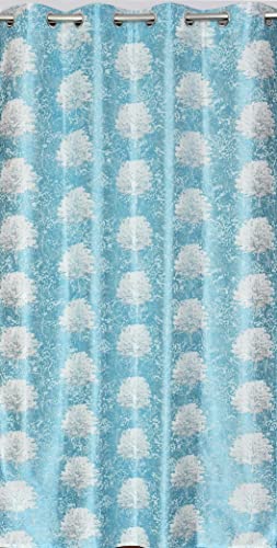 Image of Polyester Curtains 5 Feet Long Set of 2 for Window (Aqua 4 ft x 5 ft)