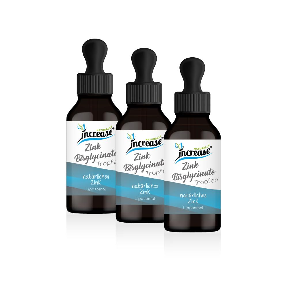 Nimm 3, zahl 2 Aktion Liposomale Zink Bisglycinat Tropfen hochdosiert - 25mg Zink Bisglycinat pro Tag (9.000mg in 3 Flaschen) - MCT Öl C8 & C10