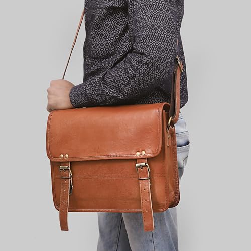 Image of cuero Genuine Leather iPad /Tablet Bag Messenger Bag Small Briefcase CrossBody Shoulder Bag for Men and Women