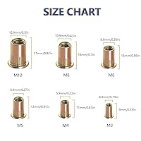 Vista 2 de 100PCS -Rivet Nuts, M6 Carbon Steel Metric Rivet Nut Assortment Kit, Flat Head Threaded Insert Nutserts Assort,for Automotive Furniture Decoration