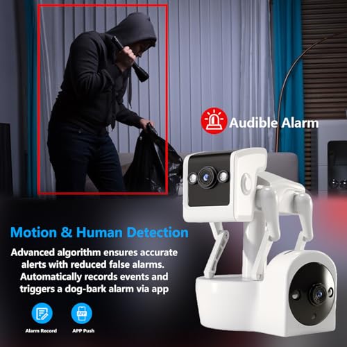 Image of AEZ Robot Camera 1080P Dual-Lens, 360 Pan-Tilt Indoor Security Camera with 2-Way Talk, AI Motion Detection, 2.4G WiFi Color Night Vision, and Remote App Control for Cats /Dogs /Baby /Elderly Monitoring