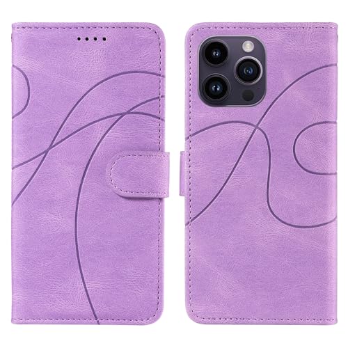 Étui portefeuille iPhone 16 Plus violet housse cuir rabat aimanté