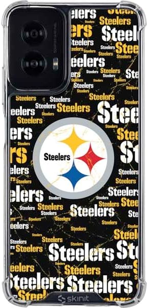 Skinit Clear Phone Case Compatible with Moto G Power 5G (2024) - Officially Licensed NFL Pittsburgh Steelers Black Blast Design