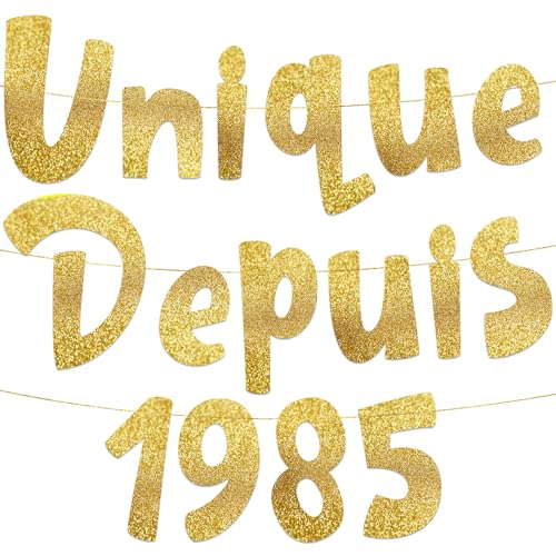 41 Ans Guirlande Anniversaire 'Unique Depuis 1985' Or Paillettes – Décoration Anniversaire Drôle, Cadeau & Accessoires Fête