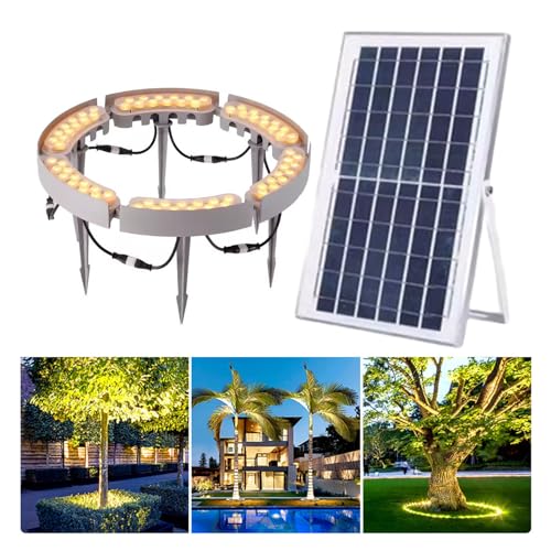 ZYGPH Luces solares para Exteriores, iluminación LED para Patio, focos de Paisaje, luz de Anillo para árbol, fácil de Montar (luz Blanca cálida, Paquete de 5)