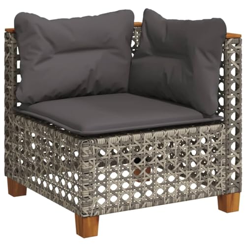 vidaXL Garten Ecksofa, Mittelsofa mit Kissen, Modular Loungesofa für Garten, Gartensofa Gartensessel Gartenmöbel, Grau Poly Rattan vidaXL Garten Ecksofa, Mittelsofa mit Kissen, Modular Loungesofa für Garten, Gartensofa Gartensessel Gartenmöbel, Grau Poly Rattan