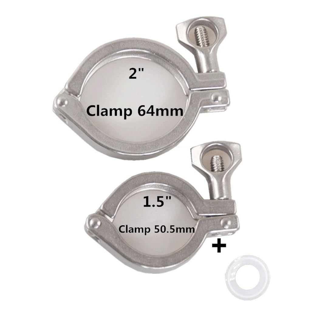 Zestaw 5 szt. wytrzymałych zacisków sanitarnych SUS Tri Clamp — zaciski 64 mm i 50,5 mm(64mm)