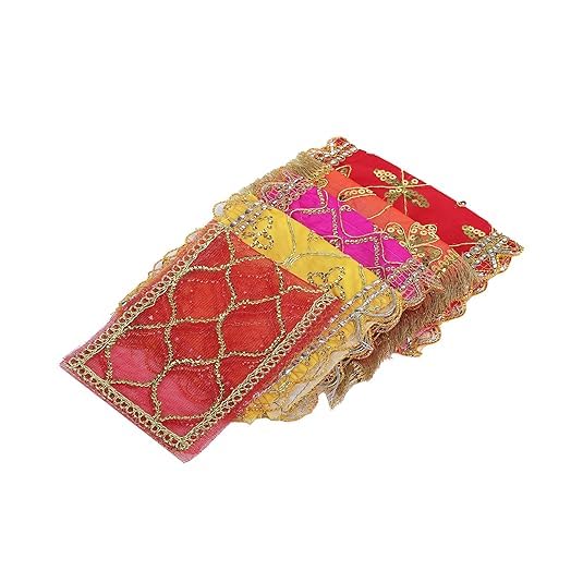 Harmony Decorative Chunari Cloth Set, Traditional Indian Puja Festival Chunni, 16 x 6.5 Inches, 2 Pack
