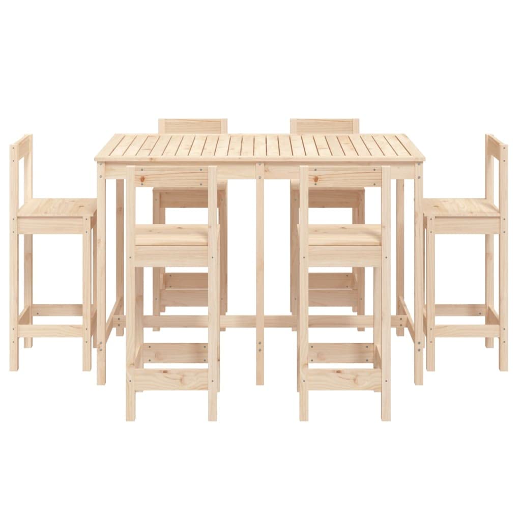vidaXL Set de Mesa y taburetes Altos jardín 7 pzas Madera Maciza Pino, Juego de Bar para jardín, Muebles de Pub, Muebles de jardín, Muebles de Bar