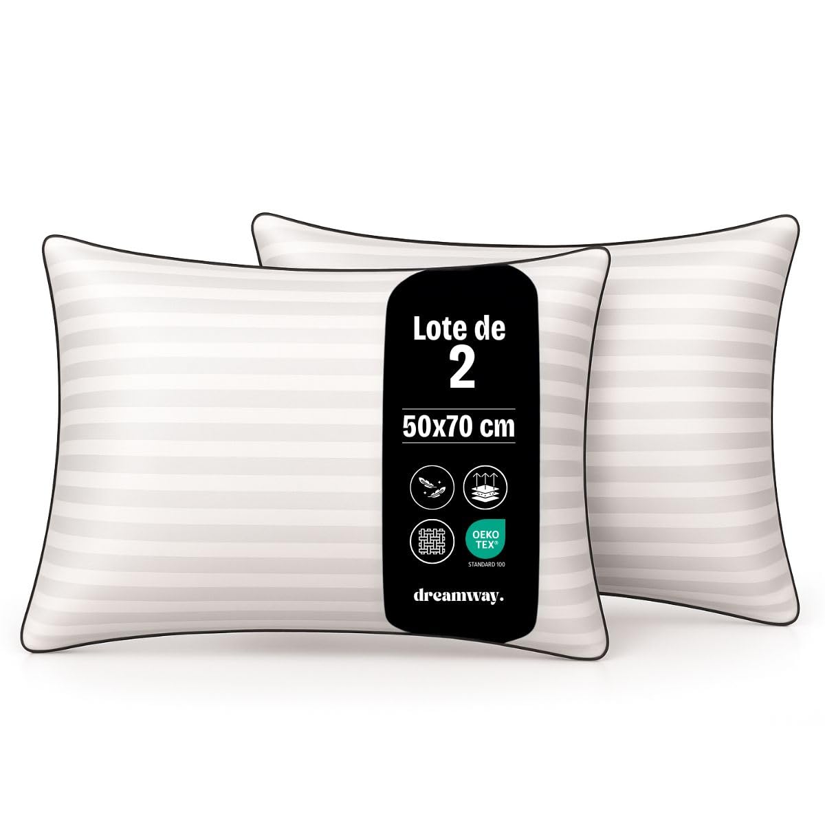 DREAMWAY Almohada de 50 x 70 cm (juego de 2) – Calidad hotelera de lujo
