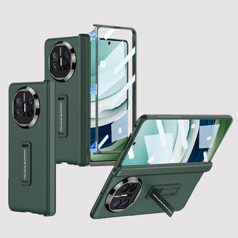 Coque Huawei Mate X5 verte en cuir avec béquille intégrée