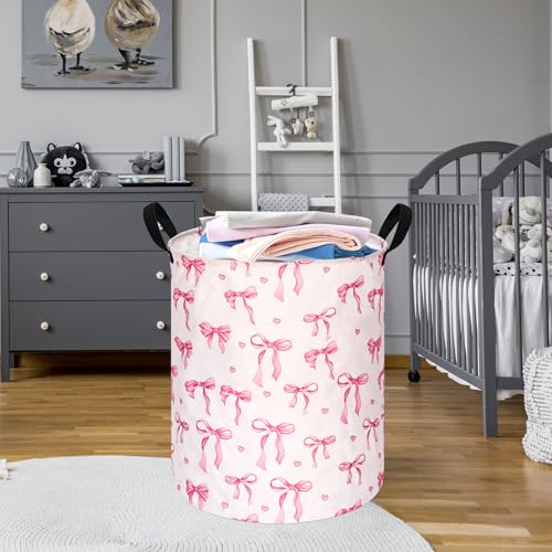 Image of Round Laundry Basket Storage Bins Nursery Hamper Gift Baskets for Home,Office,Home Decor