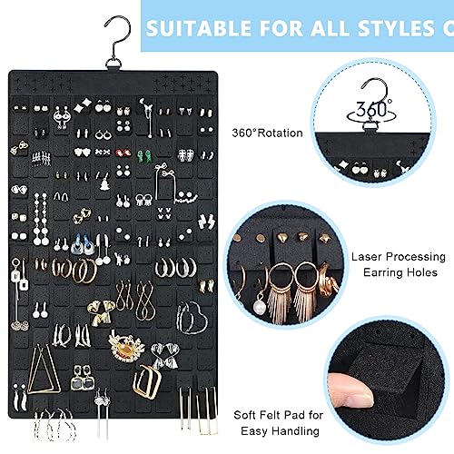Image of HASTHIP 1pc Double-Sided Jewellery Organizer, 300 Pairs, 30 Necklaces | Double-Sided Storage, Clear Pocket Visibility, Felt Construction,