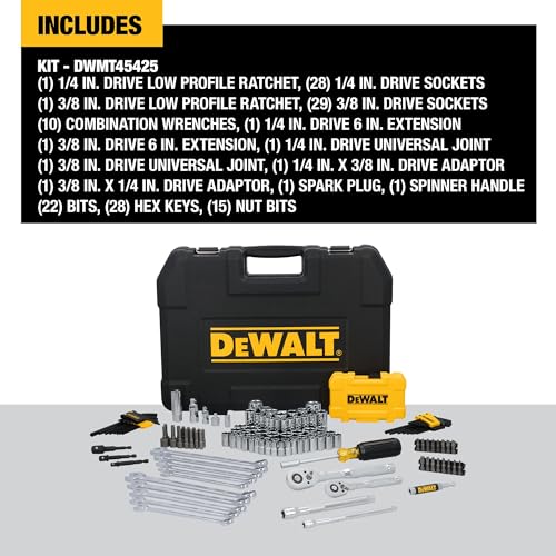 DEWALT 142 Piece Mechanics Tool Set, 1/4 Inch and 3/8 Inch Drive, SAE and Metric (DWMT45425) - Image 2