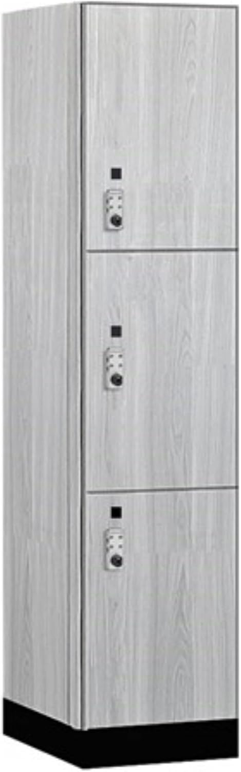 Salsbury 18" Wide Premier Wood Locker-Triple Tier-1 Wide-6 Feet High-21 Deep-Silver Teak-Silver Resettable Combination Locks