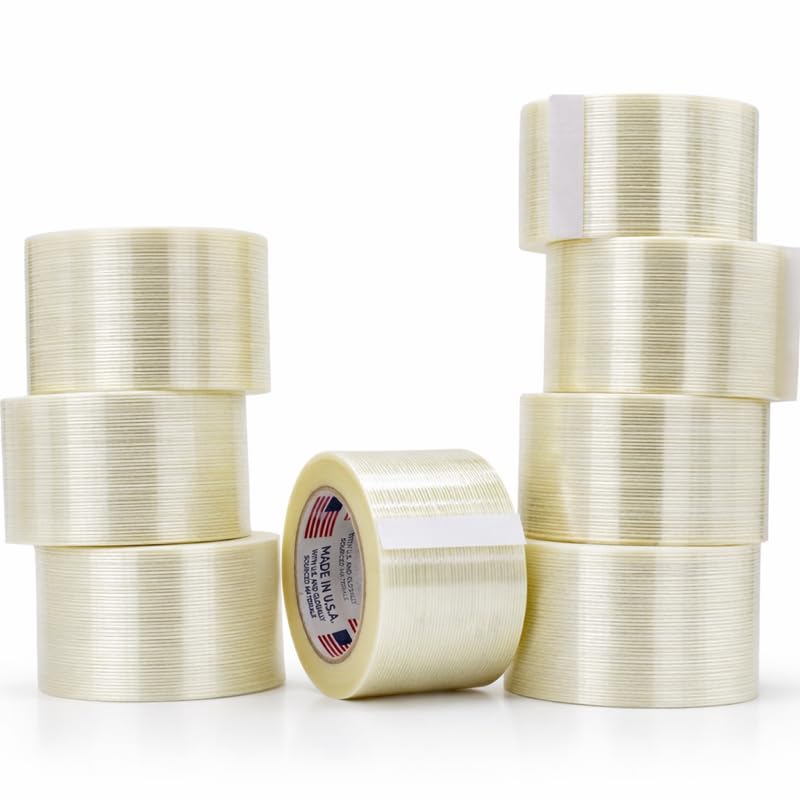 WOD UFST39 Fiberglass Reinforced Filament Strapping Tape, 3 inch Wide x 60 yds. 4 Mil (Pack of 8) Filaments Run Lengthwise
