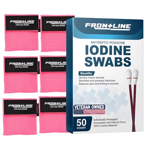 Bundle Iodine Swabs and Black CPR Mask Pink