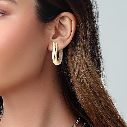 14K Gold Hoop Earrings for Women, Hypoallergenic Chunky Gold Hoop Earrings Multipack, Lightweight Twisted Huggie Hoops Earring Set Jewelry for Gifts4