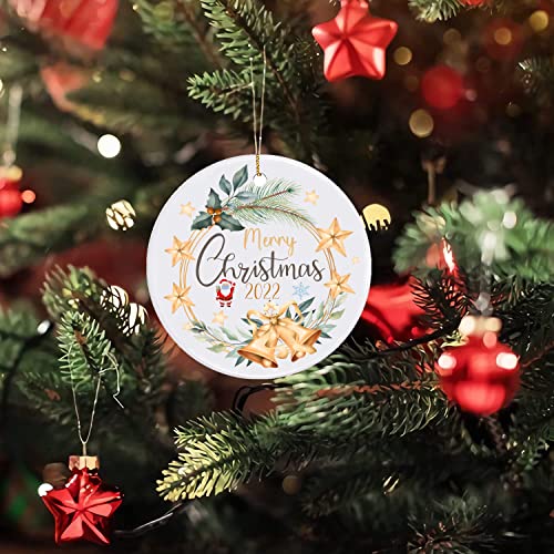 Delucky 2022 Christmas Ornaments, Double-Sided Ceramics Ornaments, Funny Commemorative Ornaments & Gift, Christmas Tree Decorations, Merry Xmas For Family & Friends, 1 Pack #TOP3