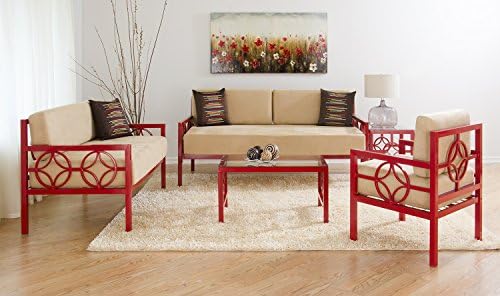 Instyle Furnishings 33-inch Sofa-Depth Modern Metal Medallion Style Daybed (Day Bed)- Available in White, Brown, Red or Green Finish