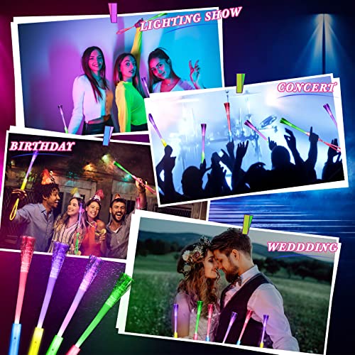 Junkin 200 Pcs Led Fiber Optic Wands Bulk Glow In The Dark Wand Light Up Wand Flashing Stick For Party Favors Birthday Wedding (White) (200, Colorful) #TOP5