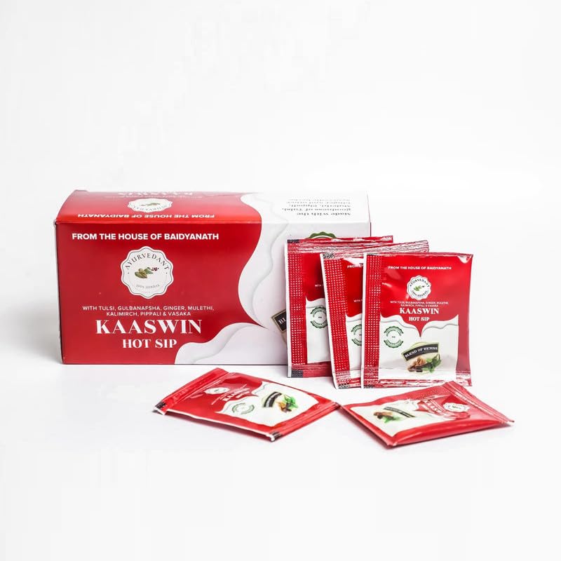Baidyanath Ayurvedant Kaswin Hot Sip 30 Sachets - 100% Ayurvedic Kadha for Cough, Cold, Sore Throat & Natural Immunity Boosting (B0C7MJMMLM) Amazon Price History, Amazon Price Tracker