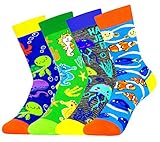 4 Pack Kids Boys Girls Novelty Crew Socks Funny Cartoon Cute Sea Animal Food Avocado Pineapple Cat