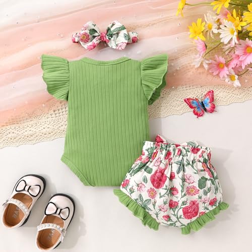 Tiny Cutey Newborn Infant Baby Girl Clothes Romper Floral Shorts Set Summer Outfits Baby Girls' Clothing2