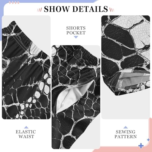 Boys' Pants Black White Snakeskins Texture Long Bottoms Jogger Pants Elastic Waist Trousers with Pockets S-XL4