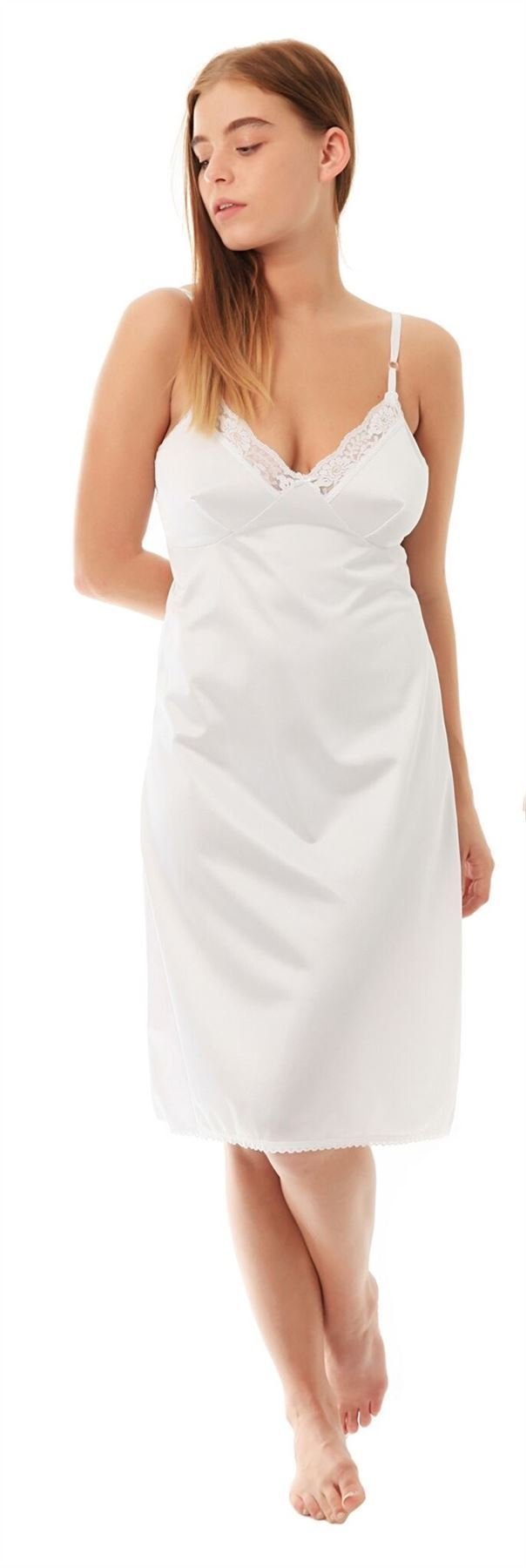 Undercover Ladies Full Slip Ribbon Strap Underskirt Petticoat Cling Resistant in Black or White