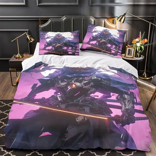 Housse de couette fermeture éclair ensemble de literie manga guerrier 3d