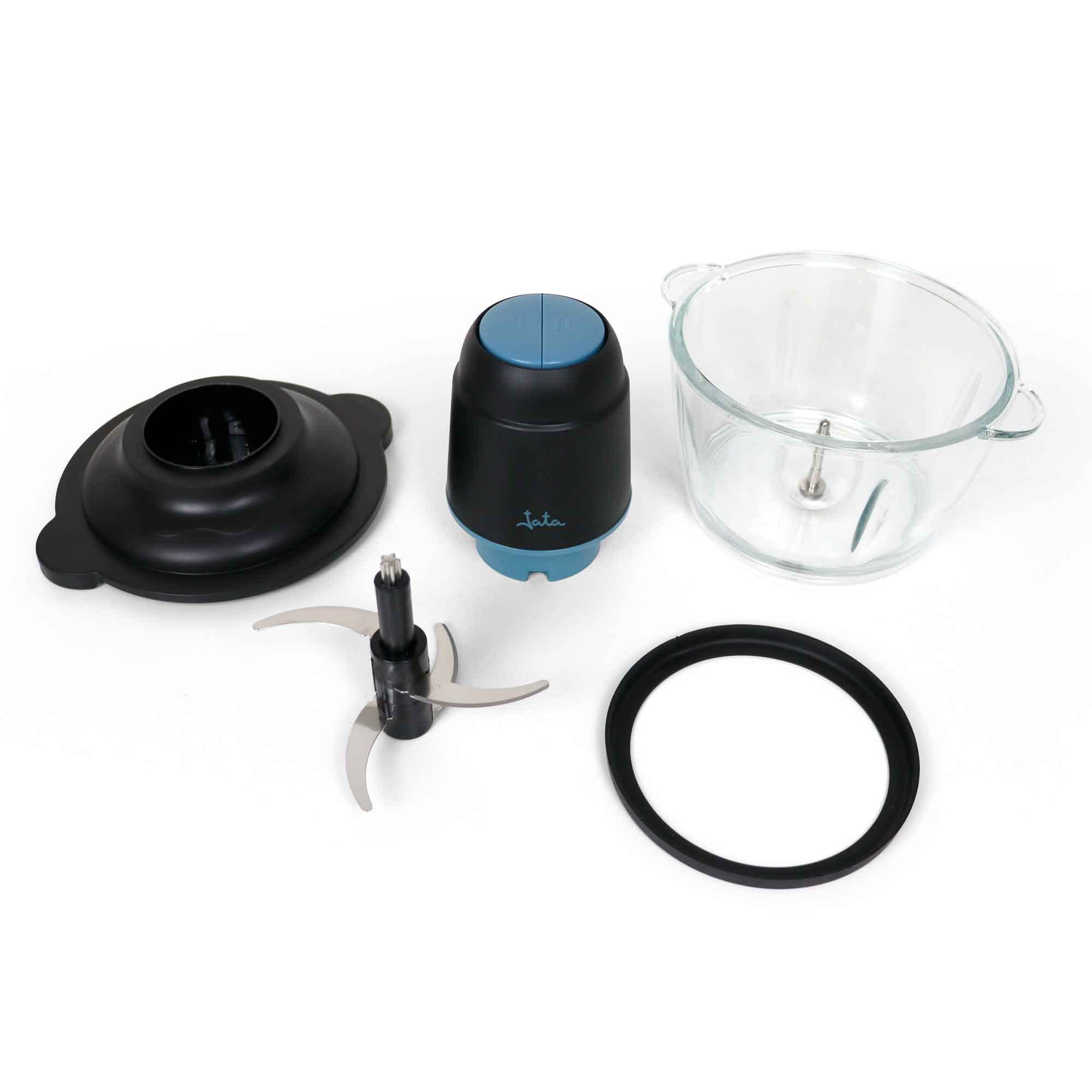 JATA JEPC1250 - Picadora Eléctrica 400W con 4 Cuchillas de Acero Inoxidable, Jarra de Cristal 1,5L, 2 Velocidades, Tritura Hielo, Procesador de Alimentos