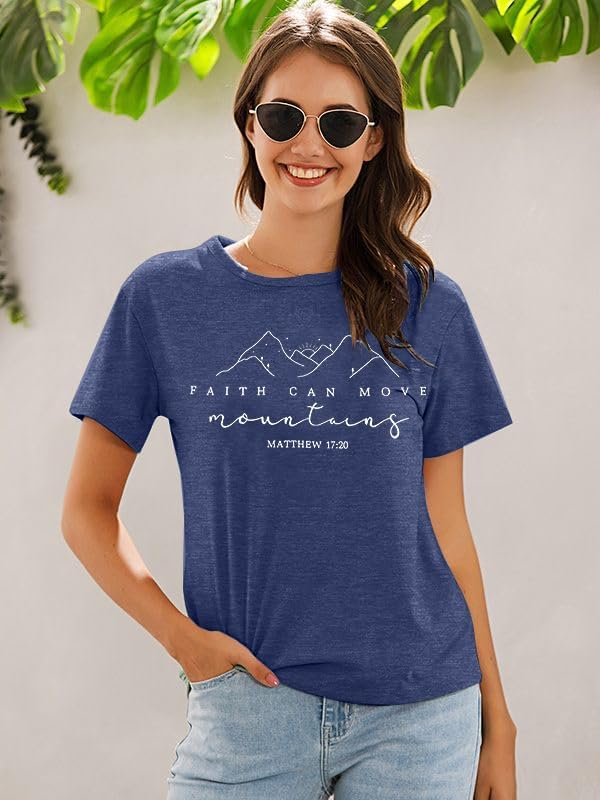 Womens Christian Shirt Faith Can Move Mountains T Shirt Faith Inspirational Tee Religious Sayings Tops - Image 4