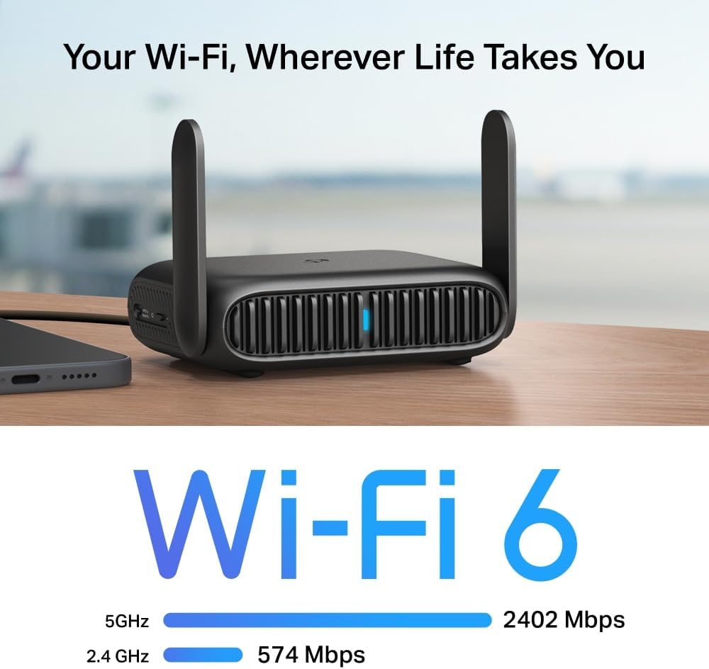 TP-Link Roam 6 AX3000 Portable Wi-Fi 6 Travel Router Dual-Band TL-WR3012X | Easy Public WiFi Sharing | Hotel/RV/Travel Approved | Phone WiFi Tether | USB C 3.0 | Multi-Mode | OpenVPN, WireGuard® 4 516gZf5RO4L. AC SL1000
