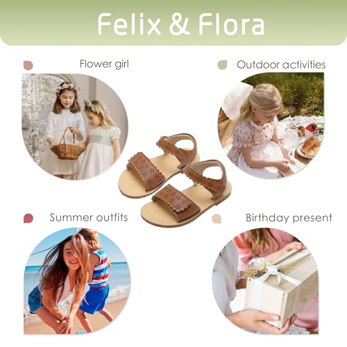 Image of Felix & Flora Toddler Girl Sandals -Flower Girl Dress Shoes Open Toe Little Kid Flats