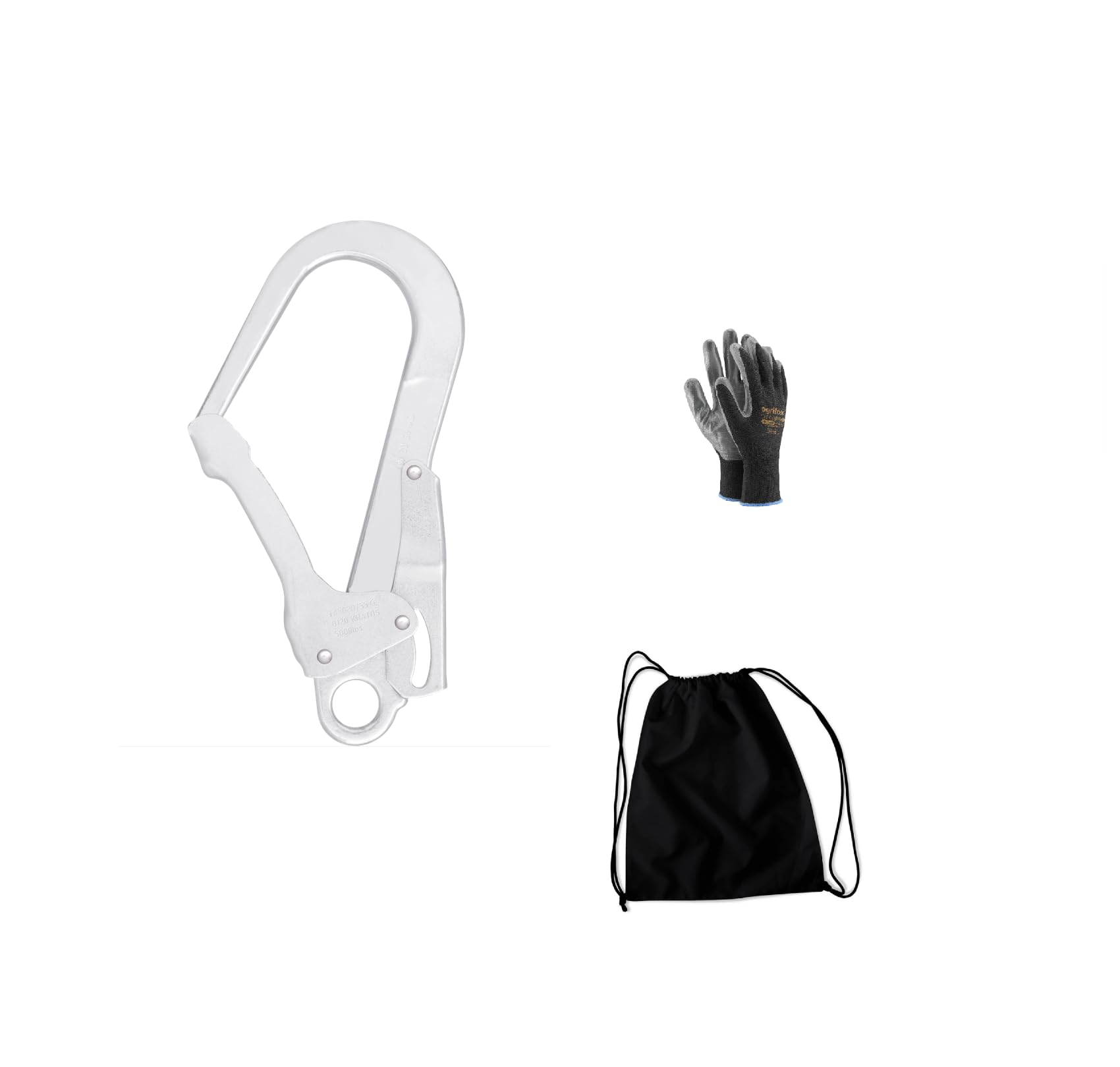 Generisch Fallschutz Set Profi Auffangurt inkl. 10m Seil, Falldämpfer + Gerüstkarabiner + Karabiner + Tasche und Arbeitshandschuhe
