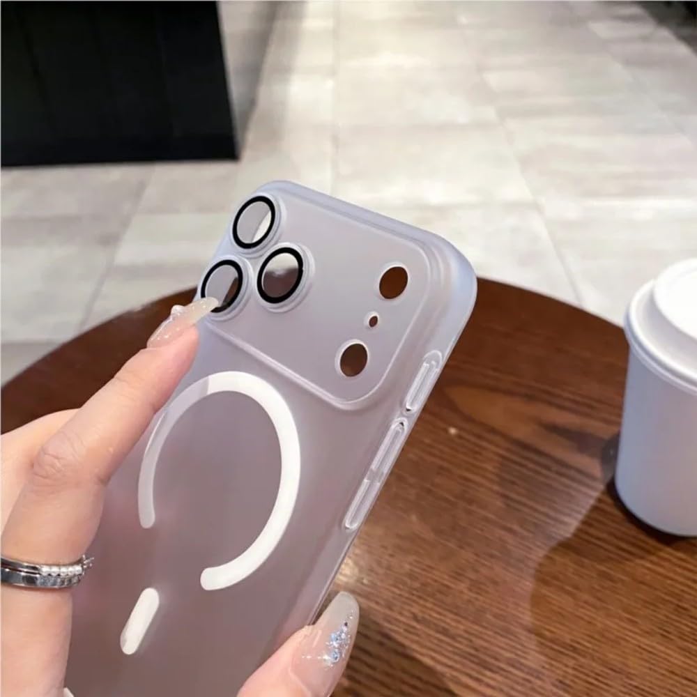 Ultracienkie matowe, przezroczyste etui do iPhone'a 17 Air 16 15 14 Plus 13 12 11 Pro Max, magnetyczne etui z funkcją ładowania bezprzewodowego, białe, do iPhone'a 17