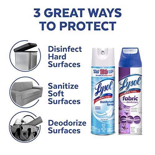Lysol Disinfectant Wipes 80Ct (Pack Of 4) + Lysol Disinfectant Spray, Crisp Linen, 19Oz (Pack Of 2) + Lysol Fabric Disinfectant Spray, Lavender Fields, 15Oz #TOP3