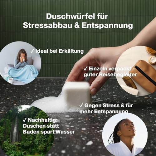 RÉDUZE Original Duschwürfel Stressabbau & Entspannung Set XL 9 Stück á 45g, Aromatherapie Badebomben Dusche, Self-Care mit ätherischen Ölen, Geschenk für Frauen, Männer, Freundin, Mama