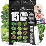 Cold Season Lettuce & Salad Greens Seeds – 15 Fall & Winter Garden Mix, 7300+ Non-GMO Heirloom Seeds Indoor Outdoor Planting