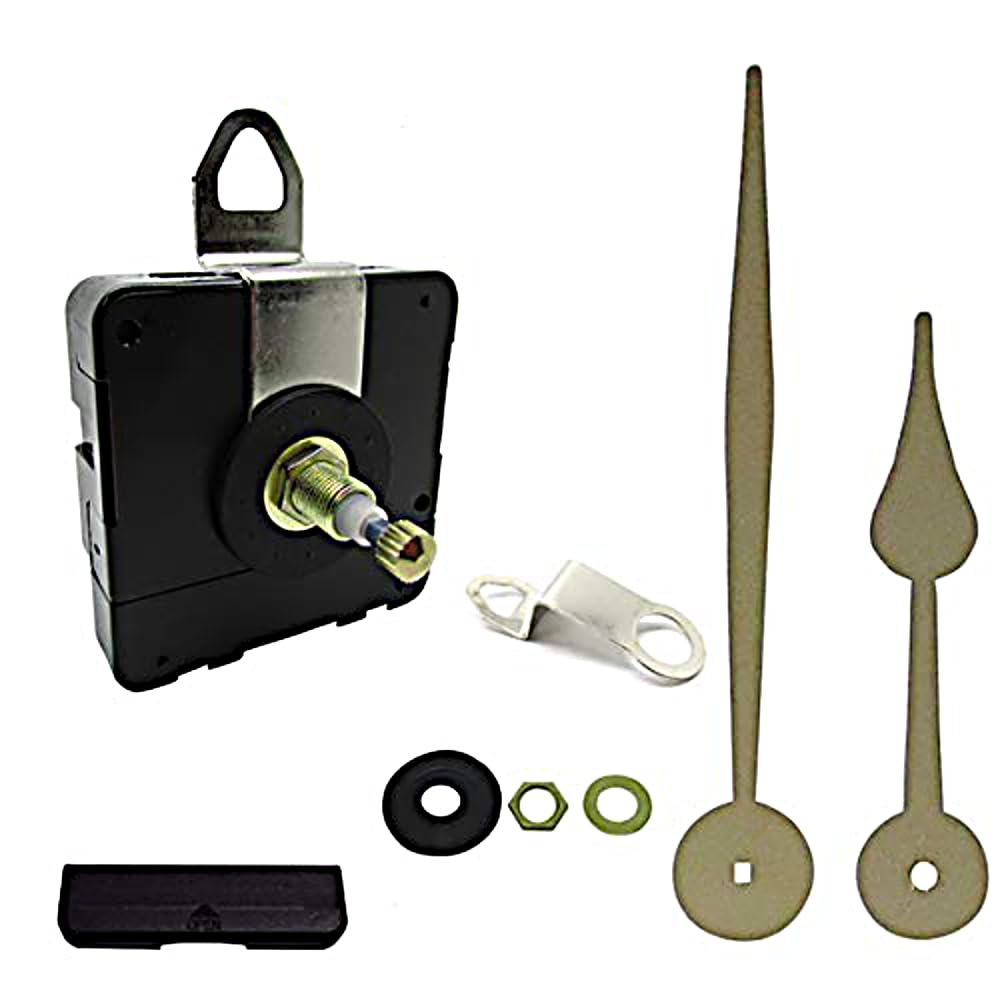 Dans Clock Shop 170Mm Gold New Or Replacement Battery Operated High Torque Ticking Japanese Quartz Mechanism Movement Motor Outdoor Wall Clock Long Metal Hands Diy Repair (, 20Mm Shaft - Ticking)