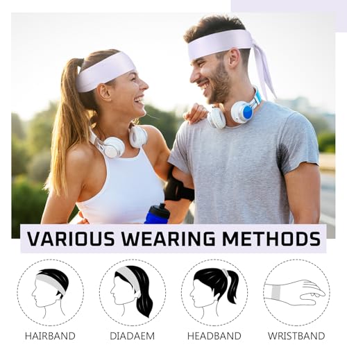 Image of Hiboom 30 Pack Tie Headband Bulk Sports Tennis Head Tie Ninja Karate Tie Back Athletic Sweatbands Adjustable Hair Bands for Women Men Basketball, Football, Soccer, Running, Yoga Workout
