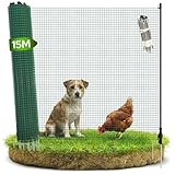 Arebos Clôture mobile 15 m | Filet de clôture 90 cm de hauteur avec 9 poteaux | Clôture de...