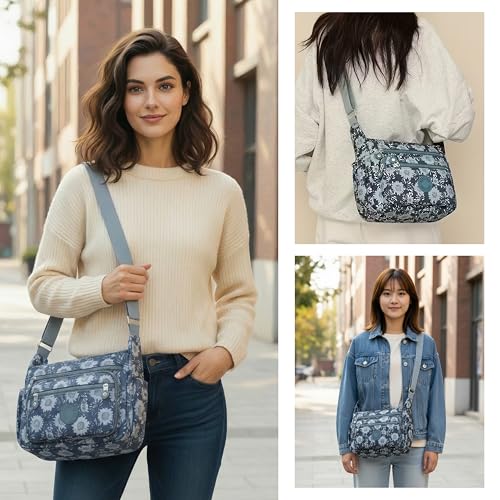 Image of Women's Crossbody Sling Bag | Multi Pocket Water Resistant Handbag for Ladies | Shoulder Purse with Spacious Interior & Adjustable Strap, Perfect for Travel, Shopping | 10 Pocket Organier