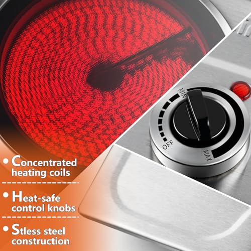 CUSIMAX Hot Plate,1800W Triple Infrared Burner, Independent Temperature Control,Electric Stove Can Simultaneously Cook Three Dishes,Compatible for All Cookware,Stainless Steel for Easy Cleaning - Image 3