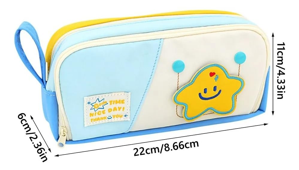 Image of Alokik Cute Cloud Pencil Pouch for Kids, Large Capacity Zippered Pen Case with Mesh Pockets & Elastic Pen Holders, Kawaii Green Purple School Stationery Organizer (Nice Day - Green)