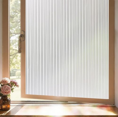 Image of HOME13 Window Privacy Film Frosted Glass Film Decorative Window Sticker Removable Window Film Home Office Privacy Film Window Coverings (Fluted, 1 Feet by 8 Feet)