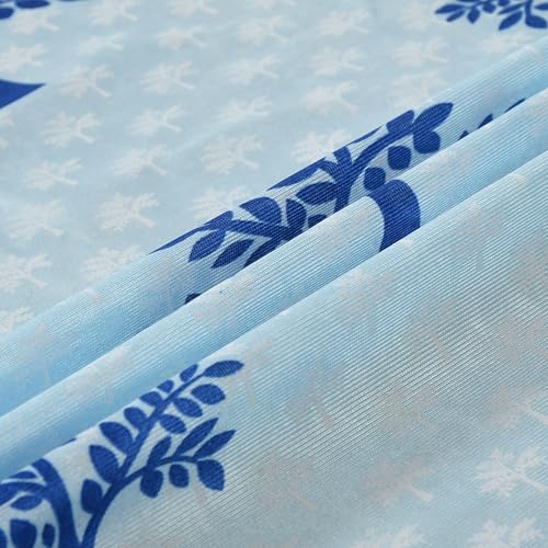 Image of Printed Tree 1 Piece Polyester Home & Living Room Eyelet Window Curtain - 5 Feet, Aqua Blue