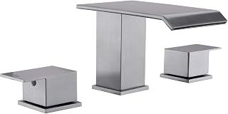 BEIYI Deck Mount Roman Tub Faucet, Bathtub Faucets Sets 2 Handles High Flow Waterfall Tub Faucet Filler 3 Hole Bath Tub Faucet Set, Brushed Nickel